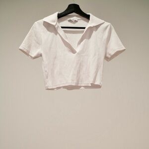 Women's White Collared Top